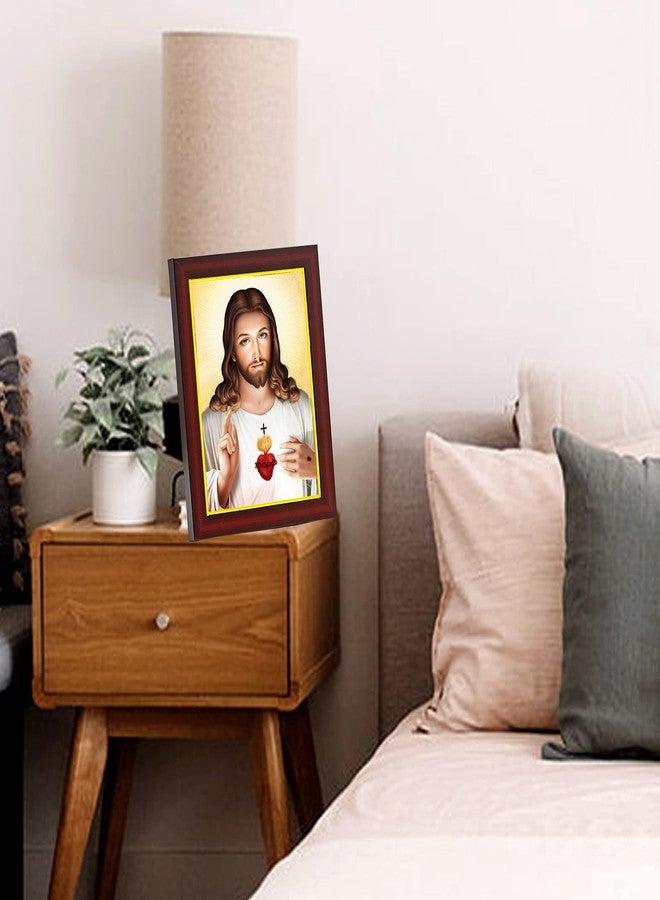 ZIG-ZAG zig zag Lord Jesus Christ Small Photo Frame For Wall / Table / Room Size Small ( 6x8 inches, Acrylic Glass) 2,Brown - Image 2